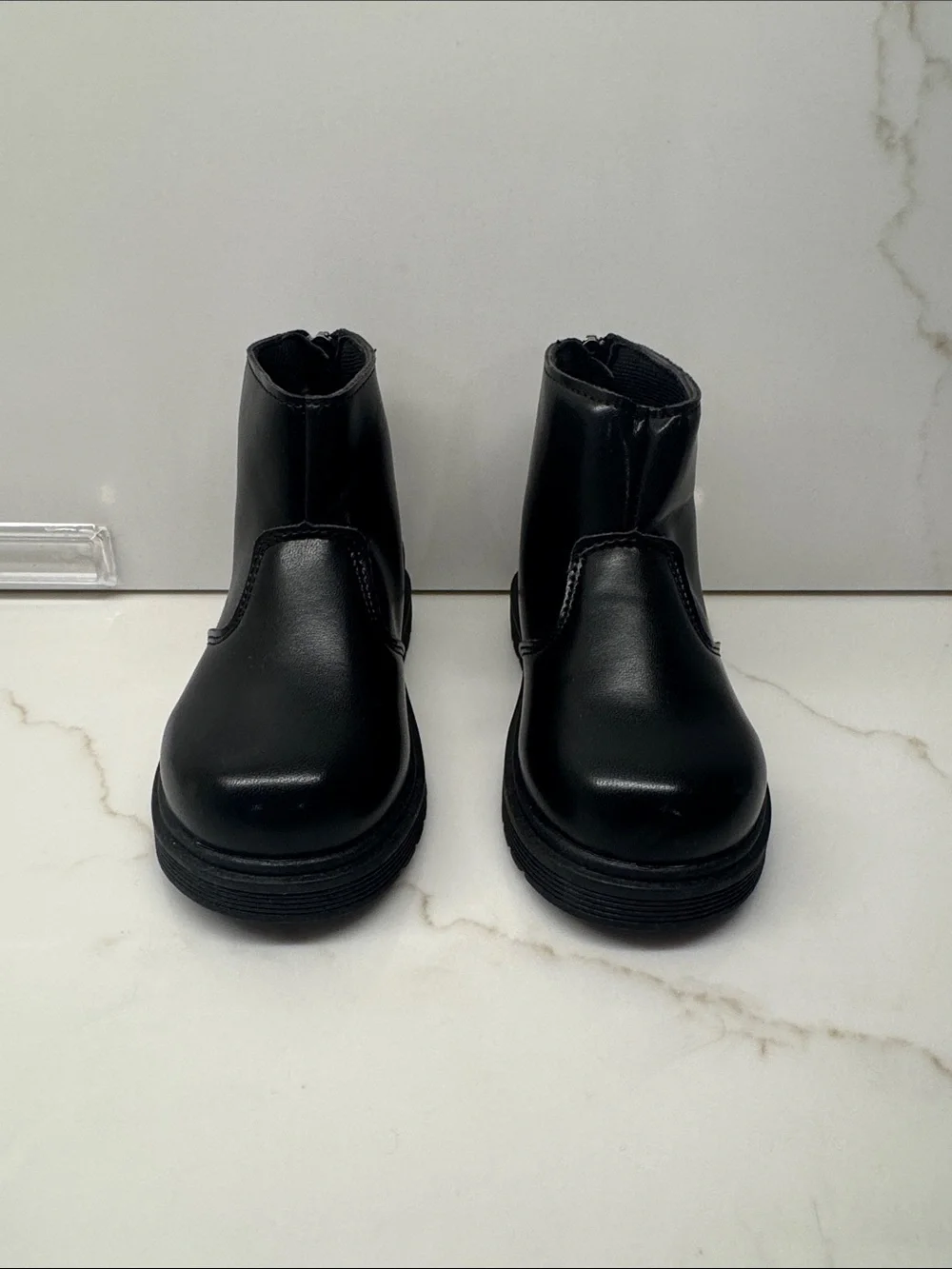Toddler Black Ankle Boots with Rear Zip